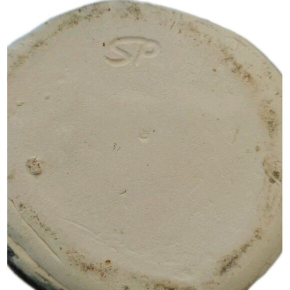 Vintage Coil Pottery Aqua Green Glossy Vase SP Engraved 7" - Picture 3 of 7